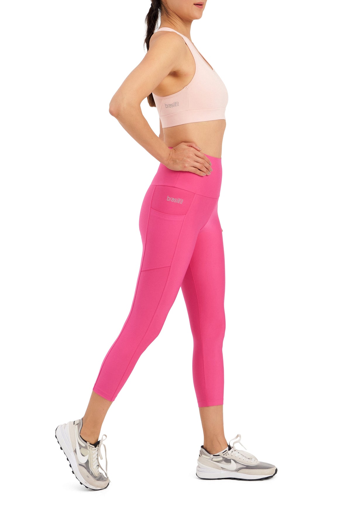 High waisted Mid Calf Leggings with Pockets - High support printed shorts-  Brasilfit Activewear